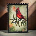 AALL & Create Cardinal Stare A7 Clear Stamp 1352 bird sitting on leaves stem patience card