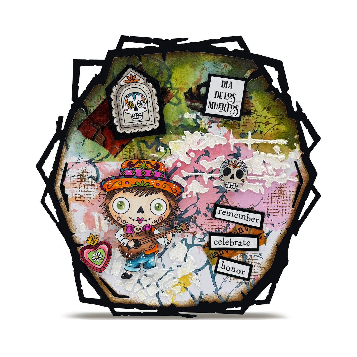 AALL & Create Celebrate Honor A7 Clear Stamps 1292 muertos skull