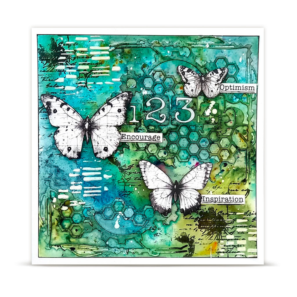 AALL & Create Cells Die di-014 white butterflies optimism encourage card