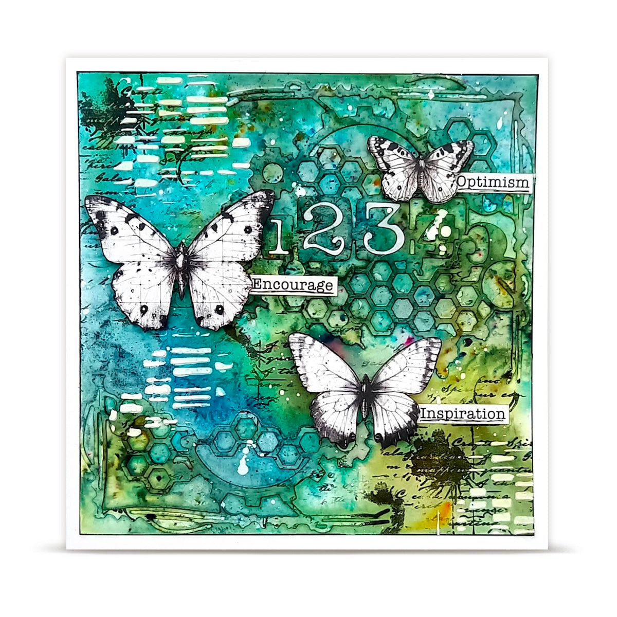 AALL & Create Cells Die di-014 white butterflies optimism encourage card