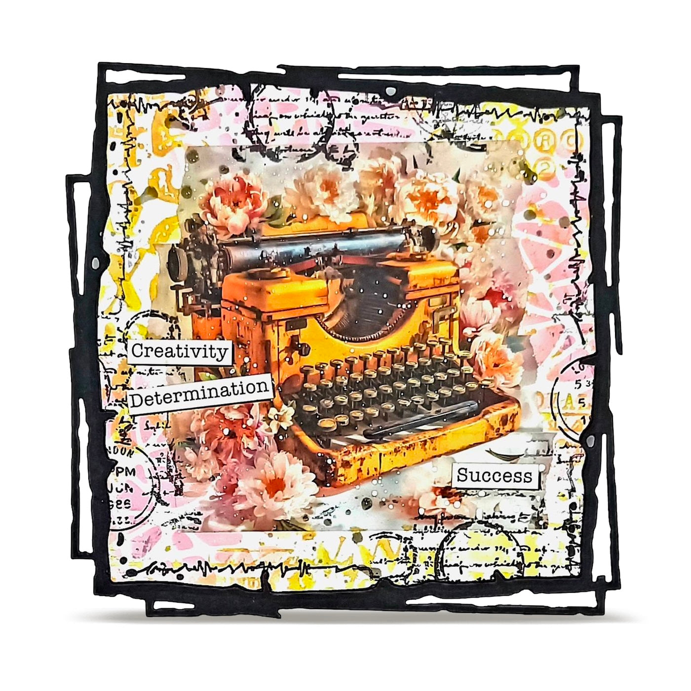 AALL & Create Chapters Ahead Layer it up Washi Tape mt-158 yellow typewriter  with flowers succuess creativity card
