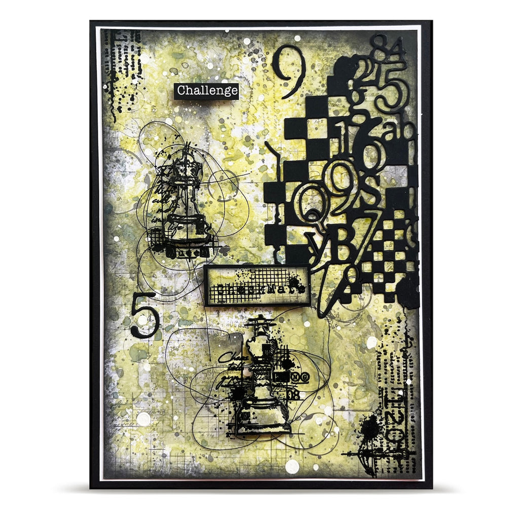 AALL & Create Checkered Figures Die di-022 checkmat challenge numbers chess piece card