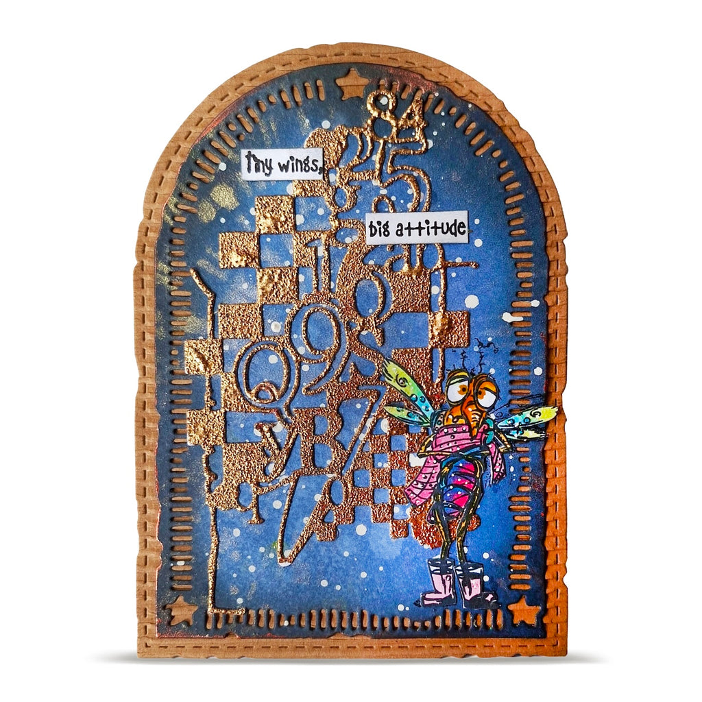 AALL & Create Checkered Figures Die di-022 insect white dots tiny wings big attitude card