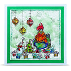 AALL & Create Chickmas Chaos A6 Clear Stamp Set 1494 hanging ornaments penguin chicken with presents card