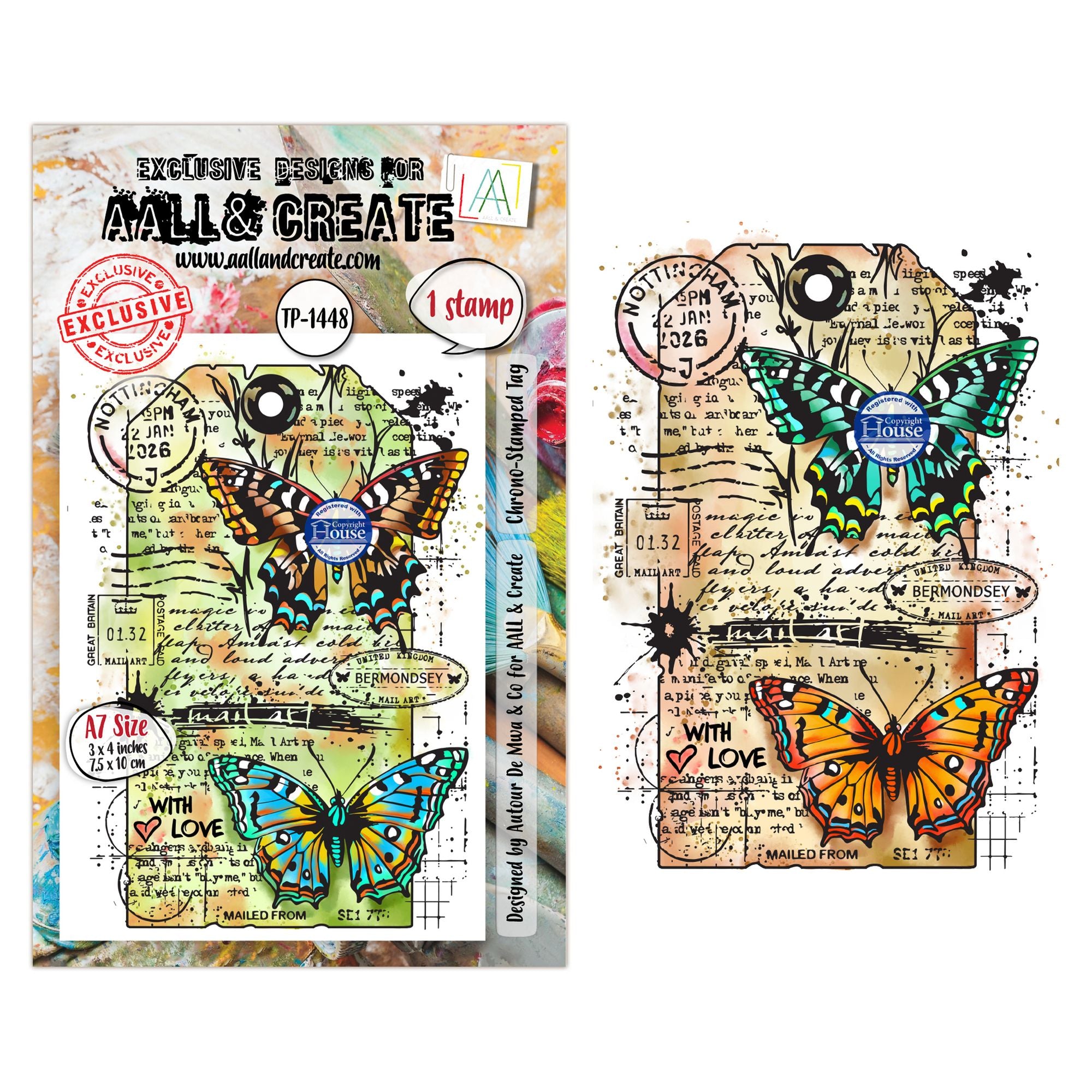 AALL & Create Chrono-Stamped Tag A7 Clear Stamp Set 1448