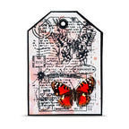 AALL & Create Chrono-Stamped Tag A7 Clear Stamp Set 1448 red butterfly