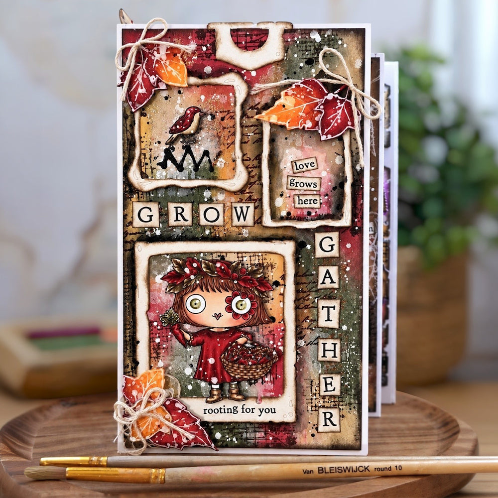 AALL & Create Clip Party Dies di-131 fall leaved bird basket of carrots grow card 