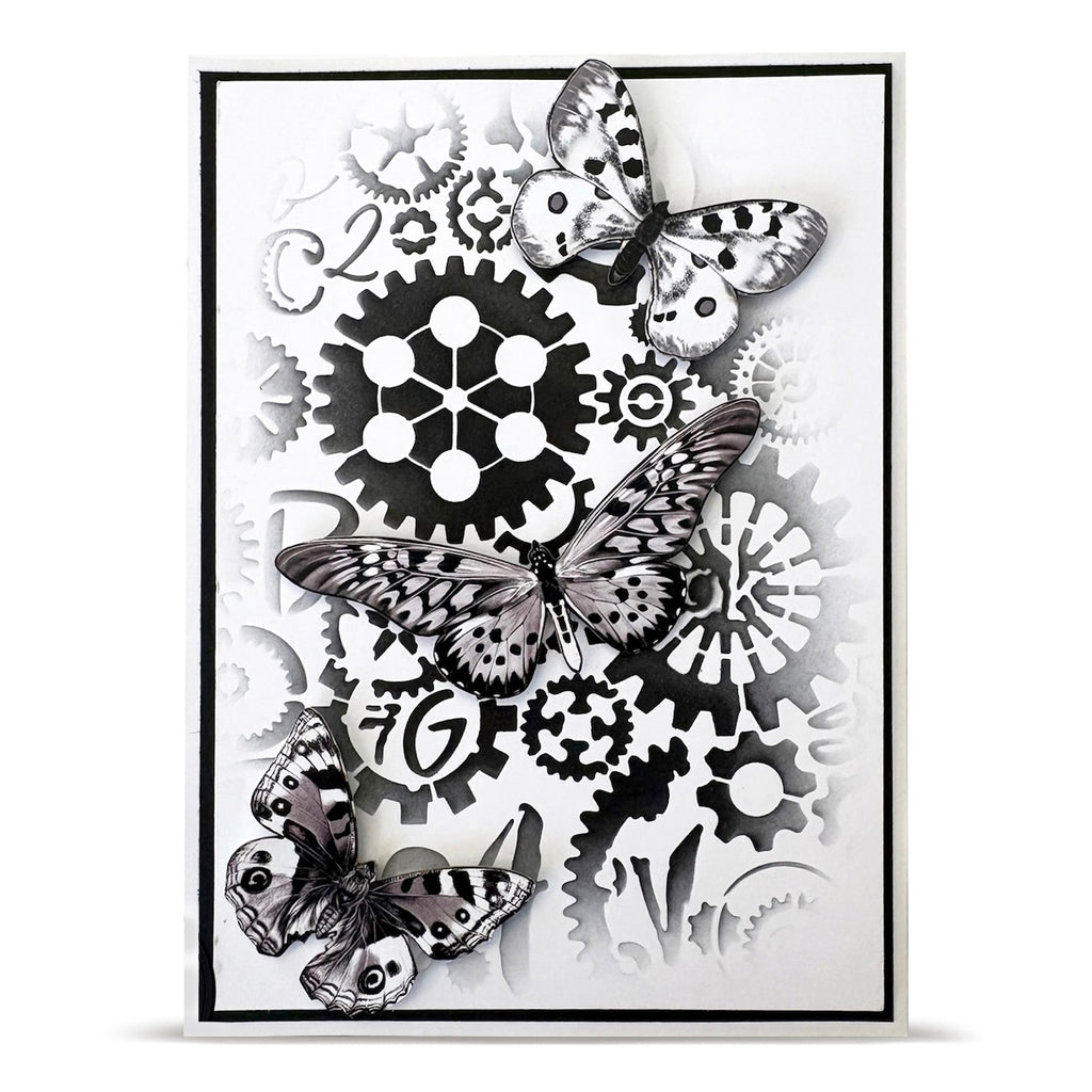 AALL & Create Clockspire 6x6 Stencil pc-269 butterfly black and white