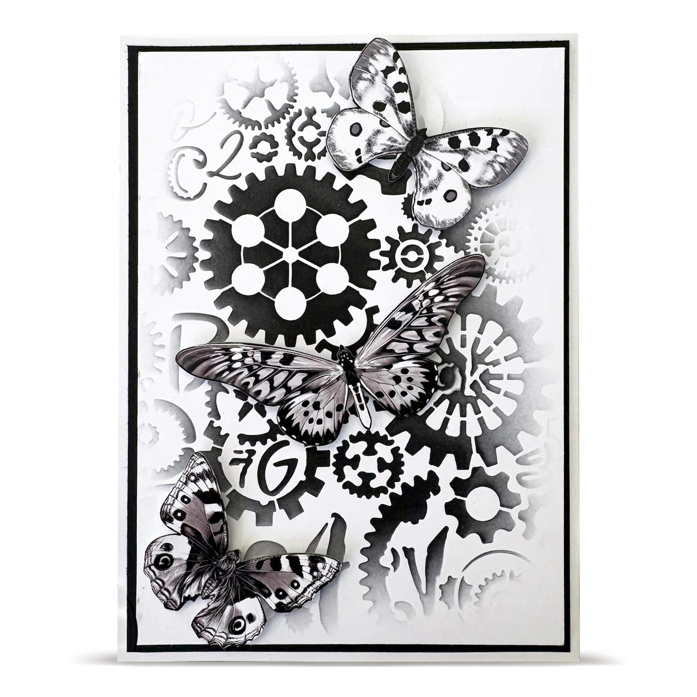 AALL & Create Clockspire 6x6 Stencil pc-269 butterfly black and white