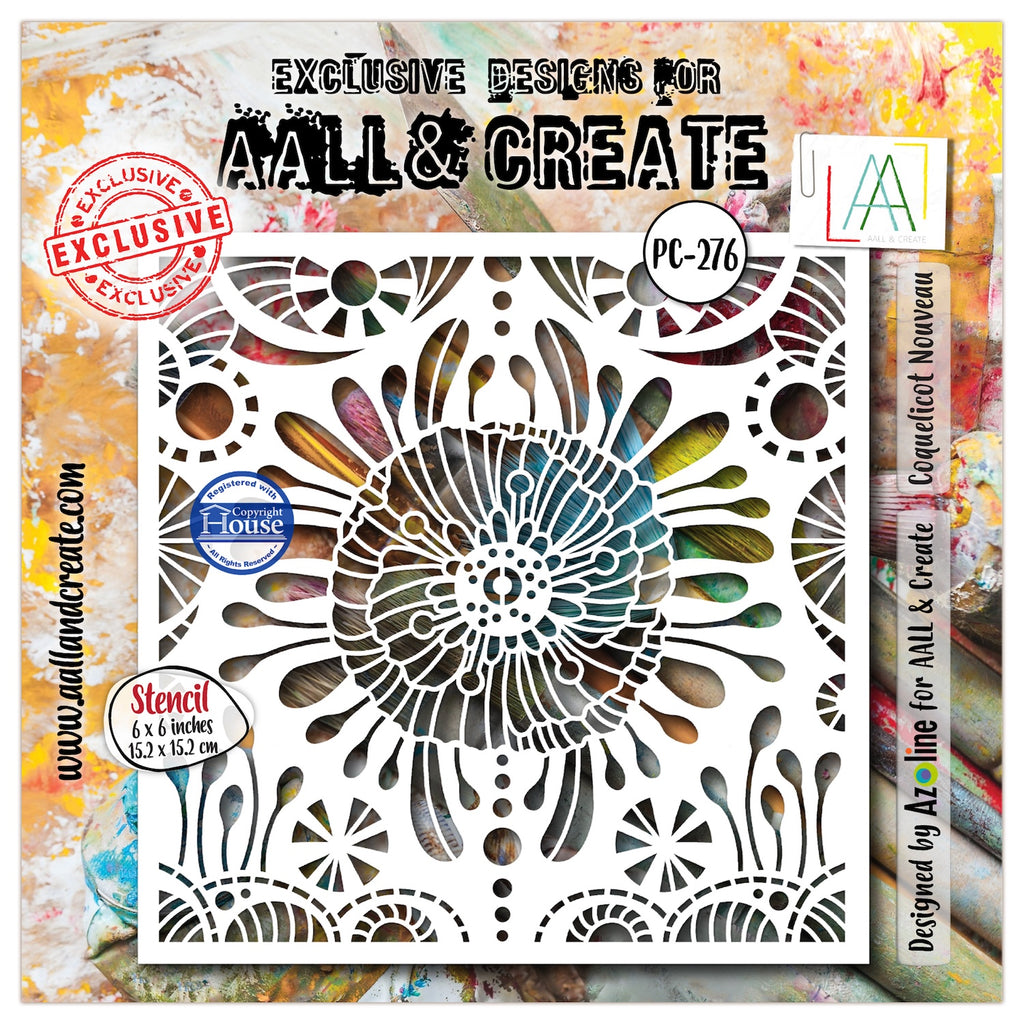 AALL & Create Coquelicot Nouveau 6x6 Stencil pc-276