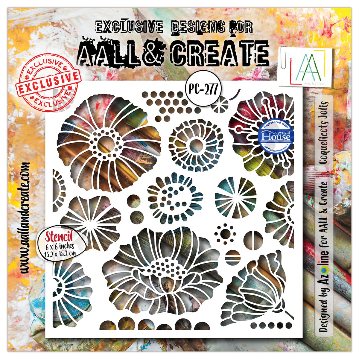 AALL & Create Coquelicots Jolis 6x6 Stencil pc-277