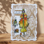 AALL & Create Crowned by Winter A6 Clear Stamp Set 1536 orange coat green skirt joy card 