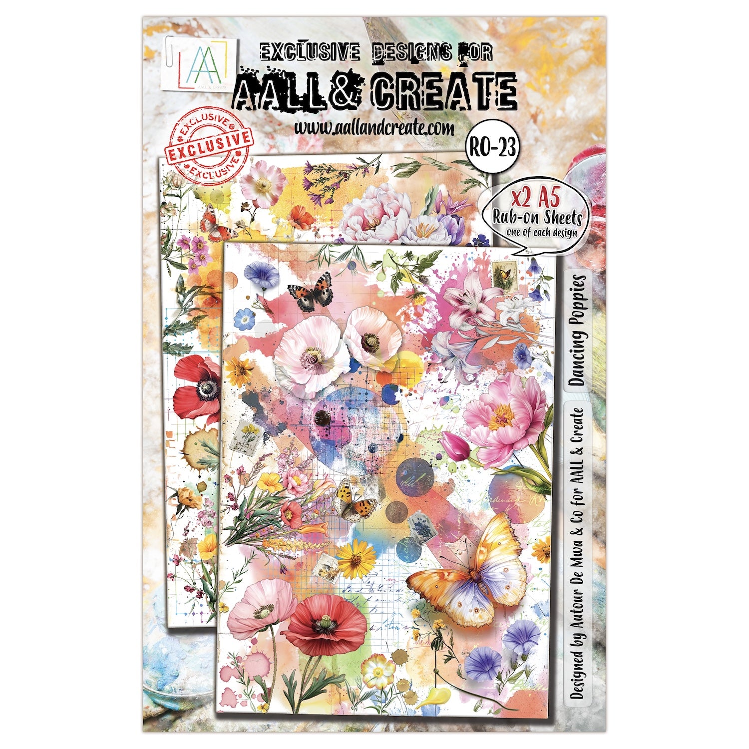 AALL & Create Dancing Poppies Rub Ons ro-023
