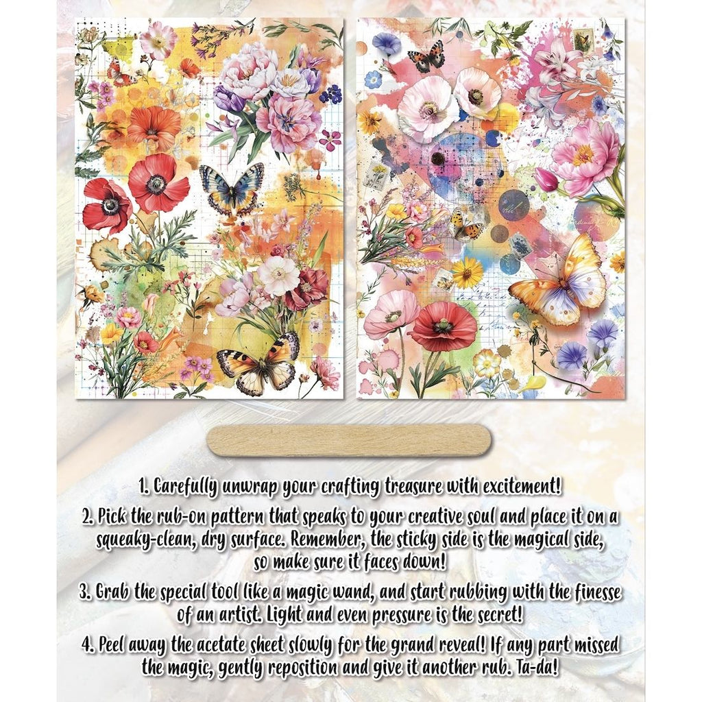 AALL & Create Dancing Poppies Rub Ons ro-023 instruction