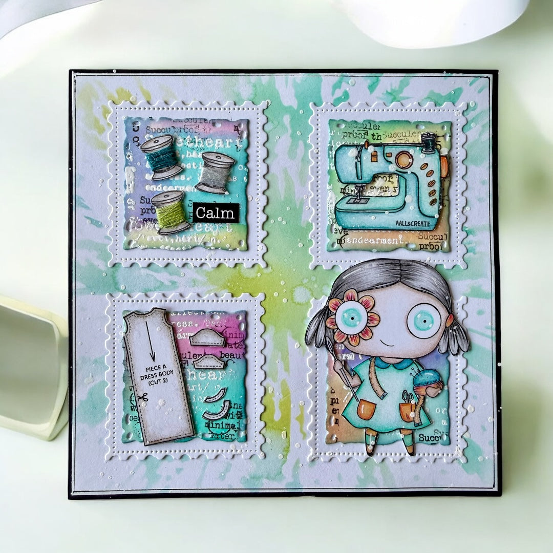 AALL & Create Daybreak Pulse 6x6 Stencil pc-259 time to sew
