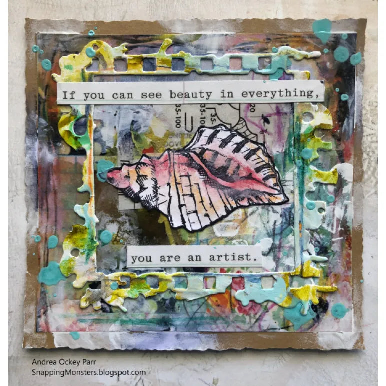 AALL & Create Driplight Die di-120 seashell photo strip square tie dye background card andrea ockey parr | color-code:ALT02