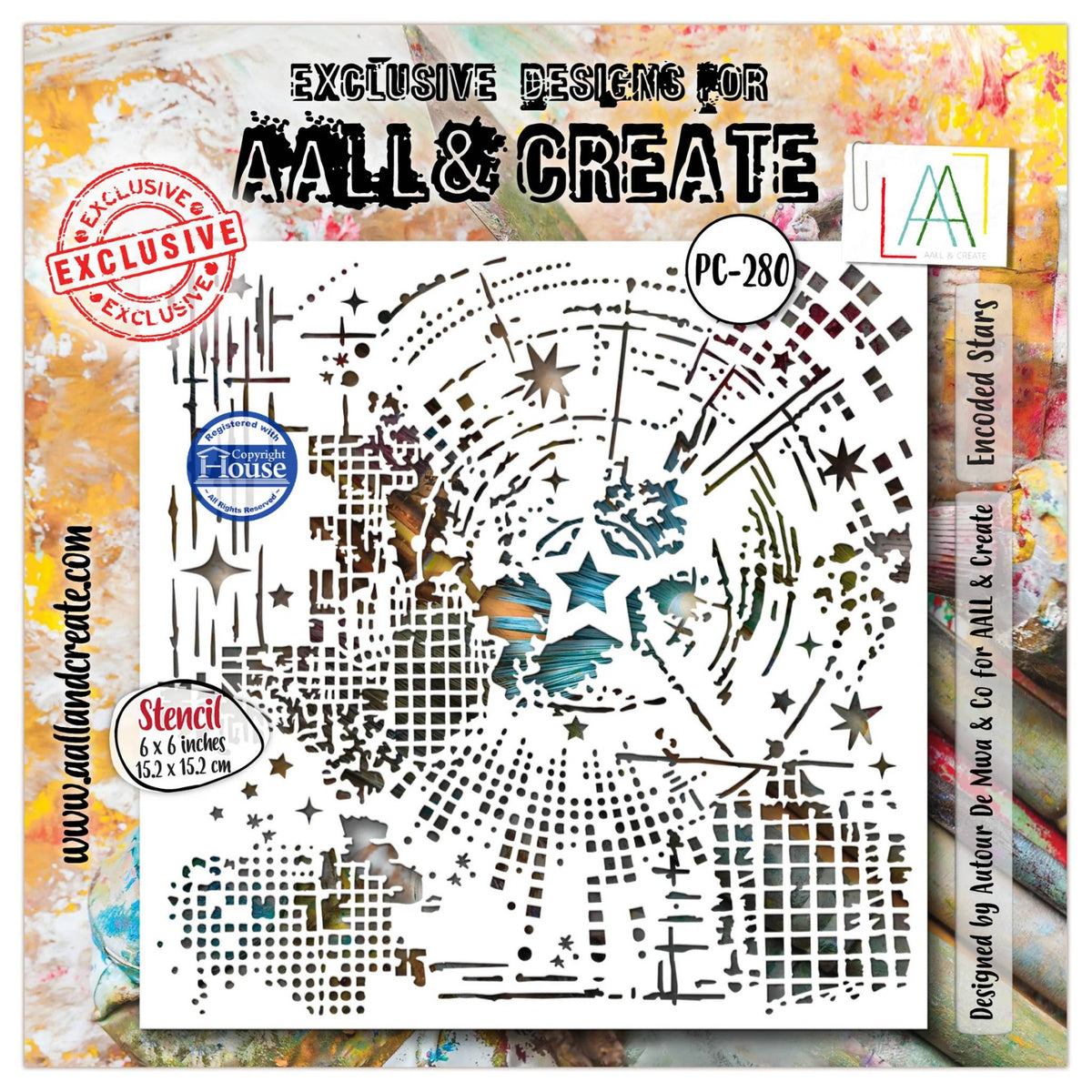AALL & Create Encoded Stars 6x6 Stencil pc-280