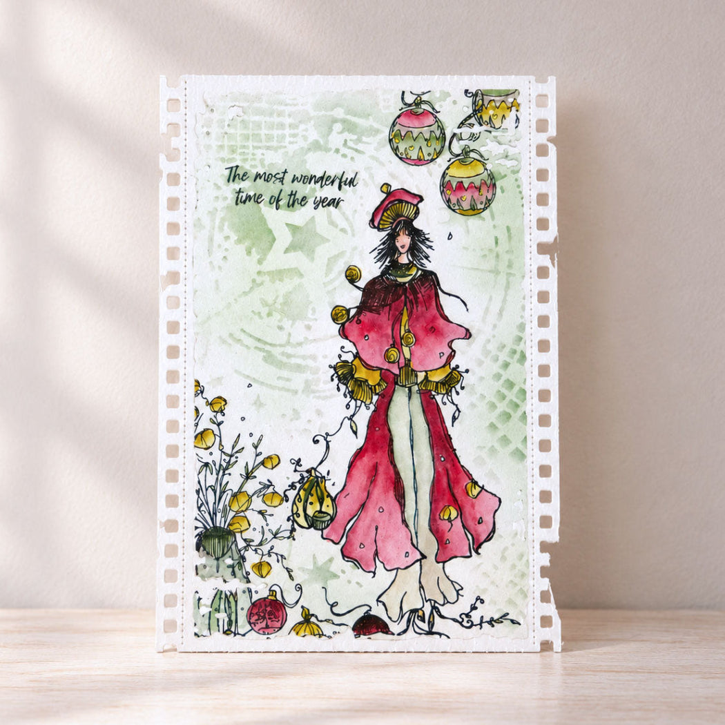 AALL & Create Encoded Stars 6x6 Stencil pc-280 red cape ornaments the most wonderful time of the year card