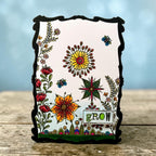 AALL & Create Fleurs Curieuses A6 Clear Stamp Set 1529 red flowers pink flowers colored bees grow card
