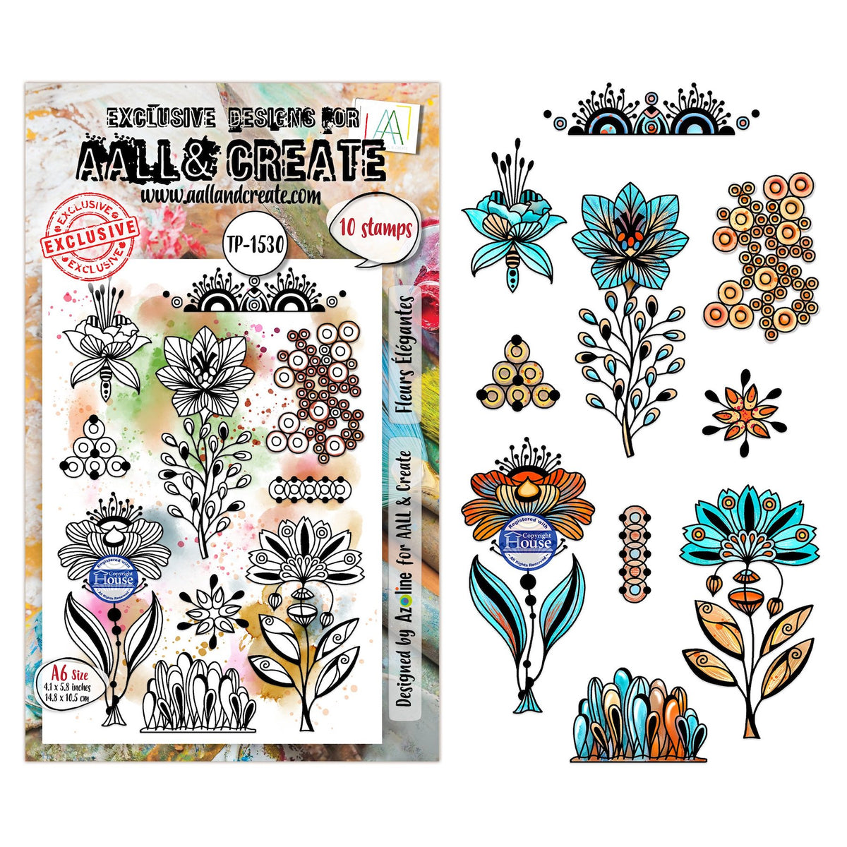 AALL & Create Fleurs Elegantes A6 Clear Stamp Set 1530