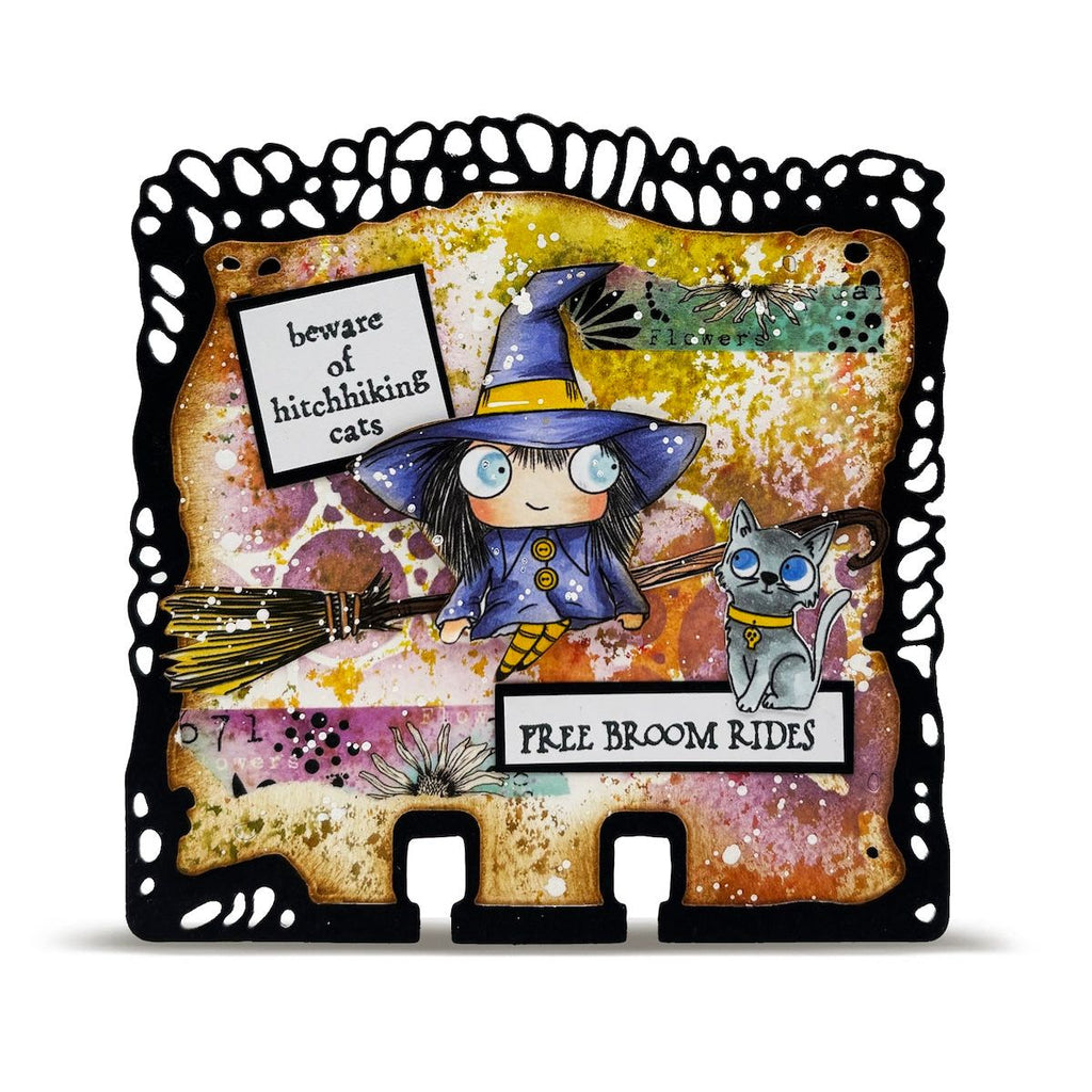 AALL & Create Free Broom Rides A7 Clear Stamps 1298 cat hitchhiking