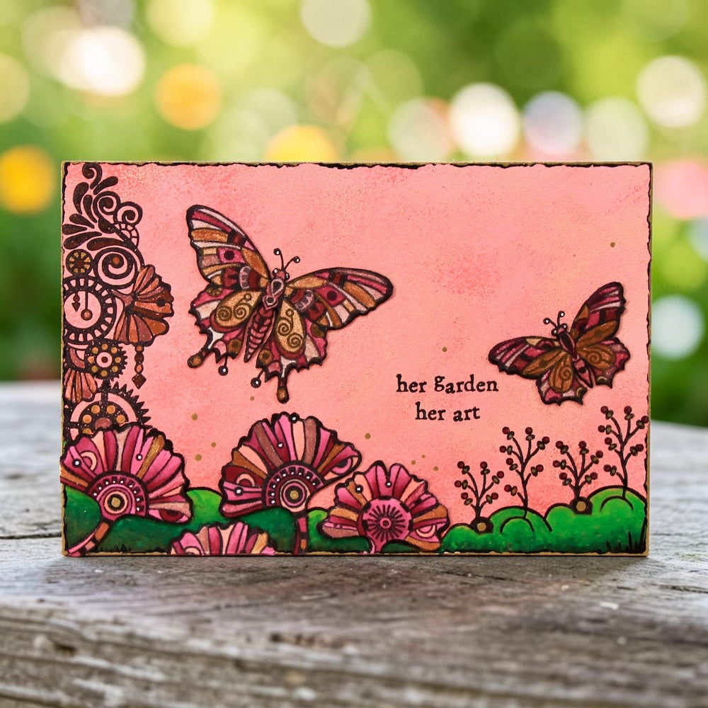 AALL & Create Frise Pendentifs A6 Clear Stamp Set 1461 her garden her art