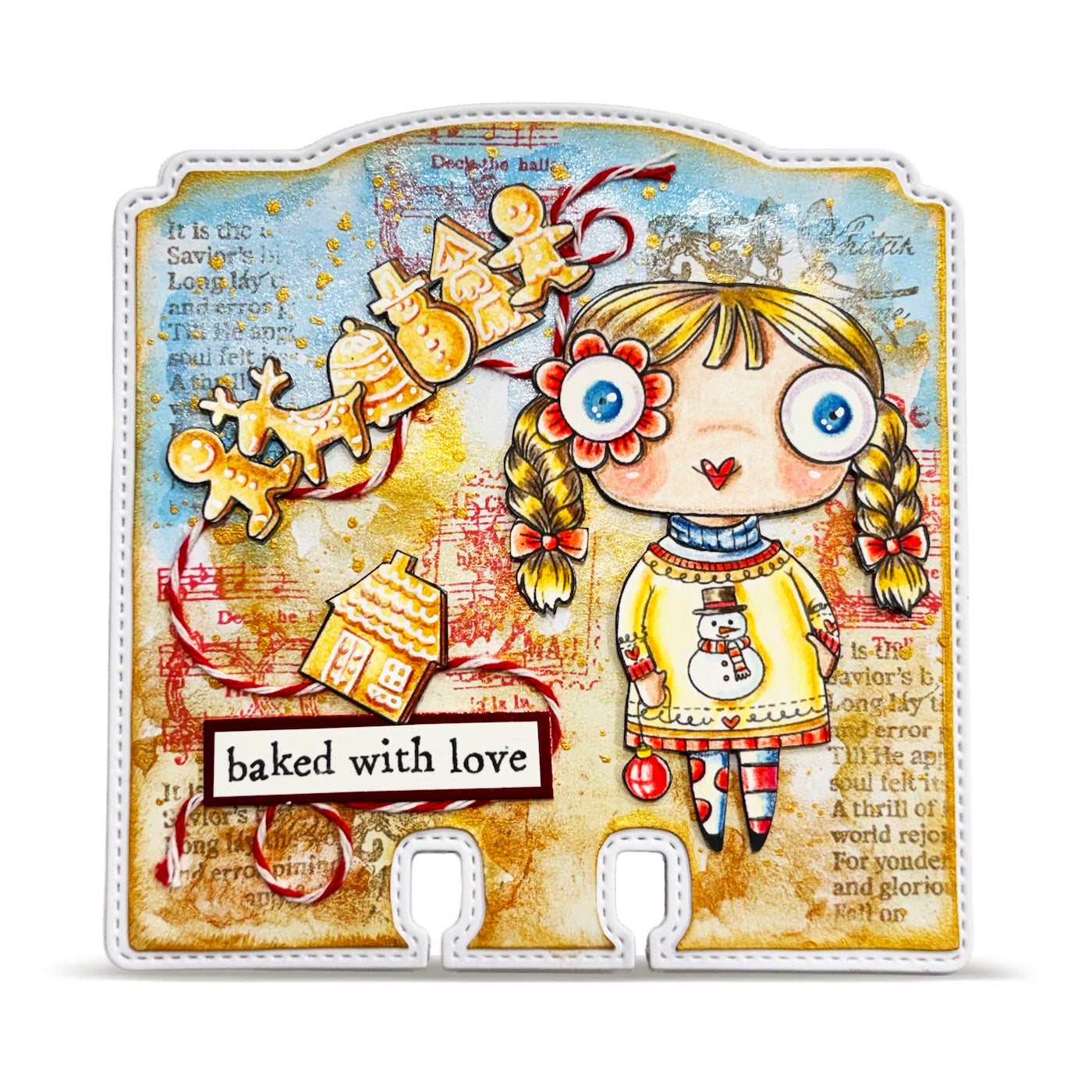 AALL & Create Frost It A7 Clear Stamp Set 1384 gingerbread items backed with love card