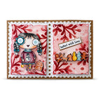 AALL & Create Frost It A7 Clear Stamp Set 1384 red snowflake background snowman sweater card