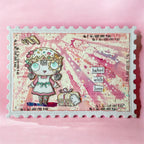 AALL & Create Fruitcake A7 Clear Stamp Set 1385 little girl wearing apron backed with love card