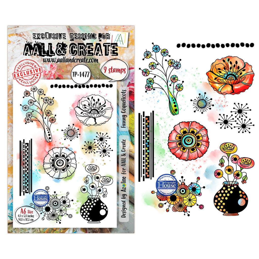 AALL & Create Funny Coquelicots A6 Clear Stamp Set 1477