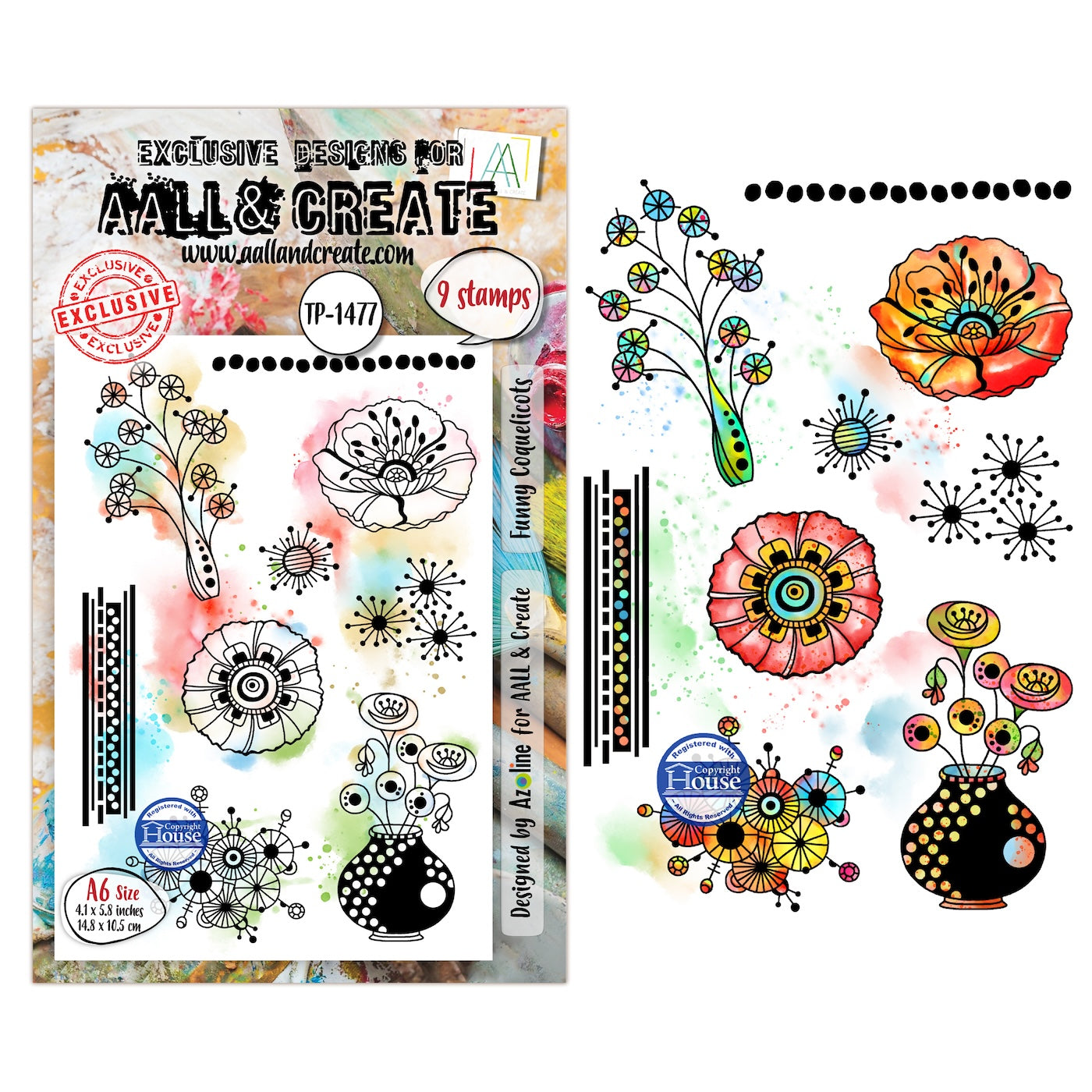 AALL & Create Funny Coquelicots A6 Clear Stamp Set 1477