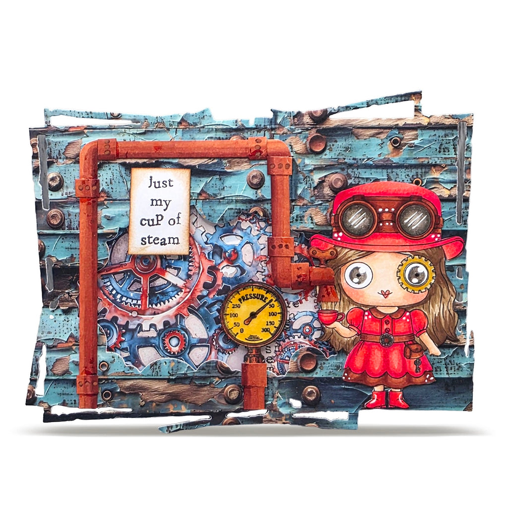 AALL & Create Geared For Adventure A7 Clear Stamp Set 1372 my cup of steam