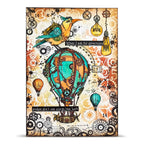 AALL & Create Gearfeather A6 Clear Stamp Set 1452 steampunk bird hot air balloon