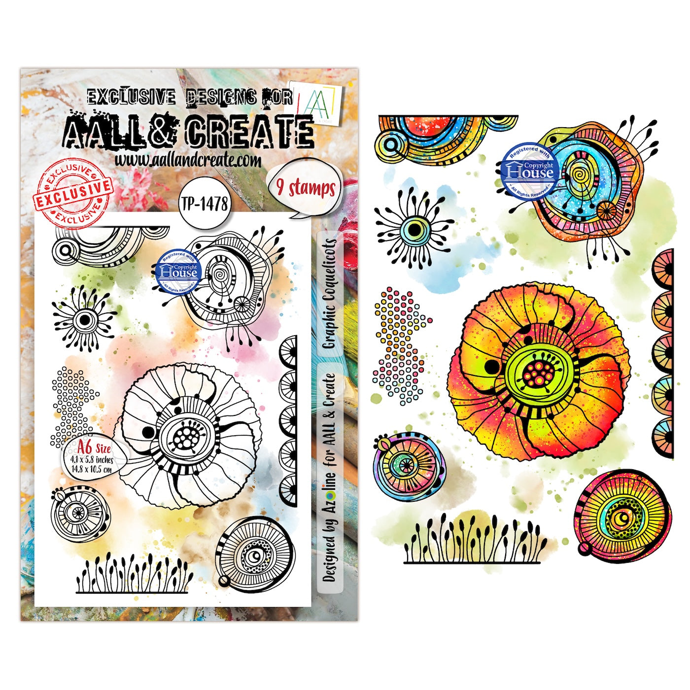 AALL & Create Graphic Coquelicots A6 Clear Stamp Set 1478