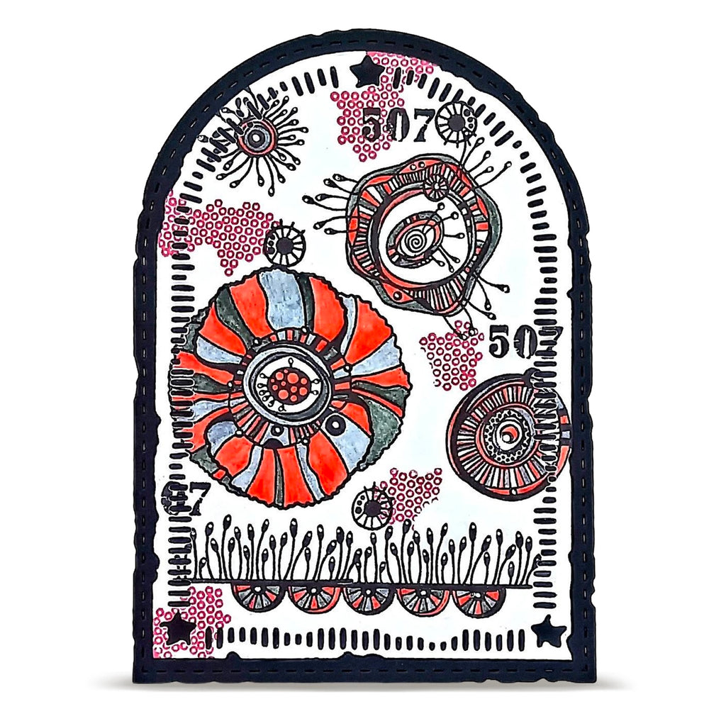 AALL & Create Graphic Coquelicots A6 Clear Stamp Set 1478 red circles numbers 