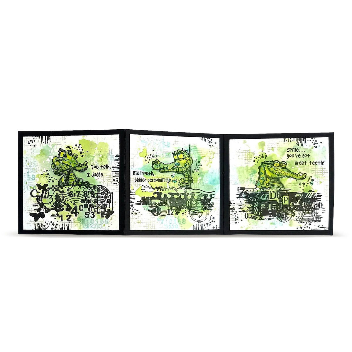 AALL & Create Graphic Matter A6 Clear Stamp Set 1532 alligators numbers letters card