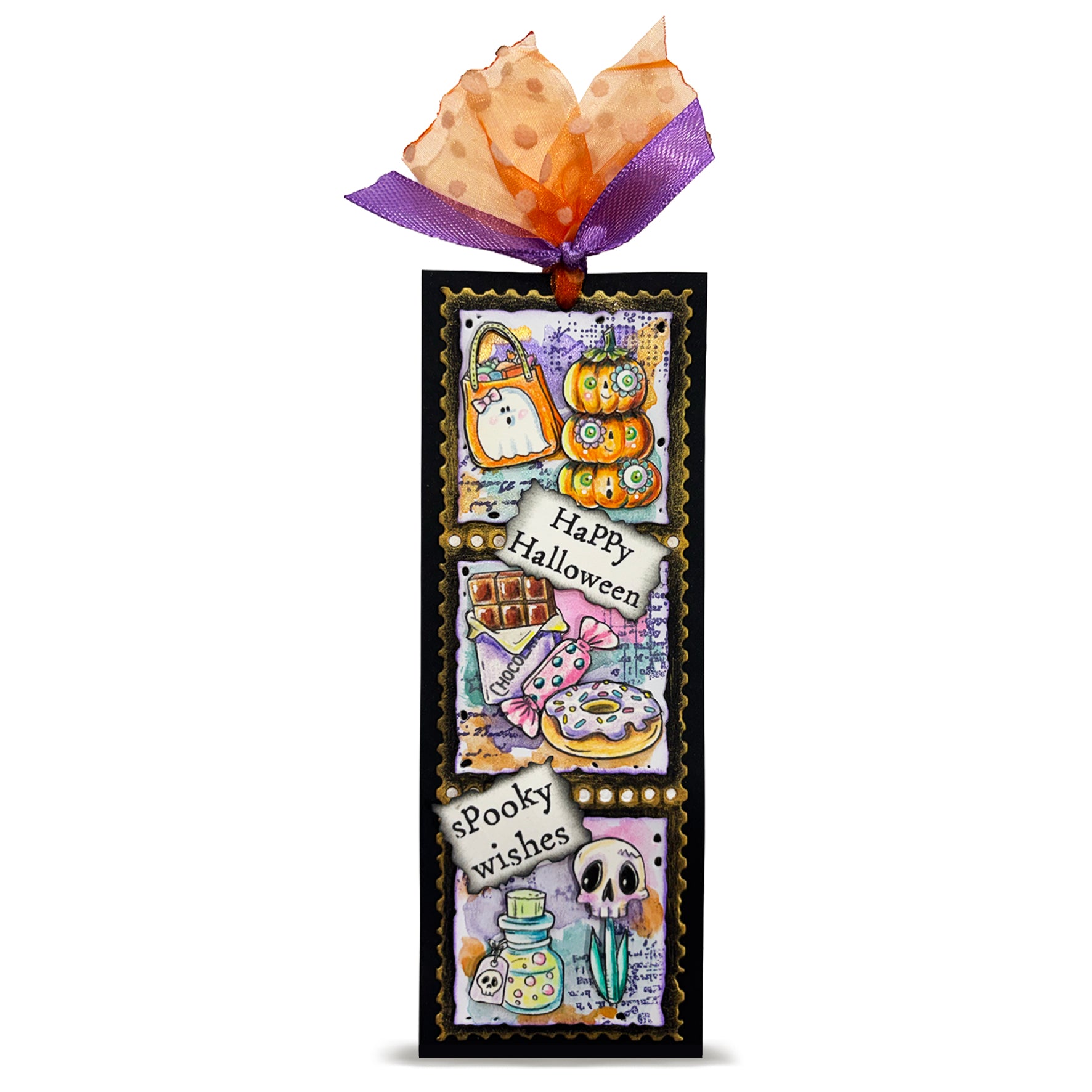 AALL & Create Halloween Bits A7 Clear Stamp Set 1422 potion skull flowers candy donut tag card