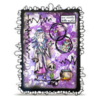 AALL & Create Halloween Bits A7 Clear Stamp Set 1422 woman in robe potion low energy card