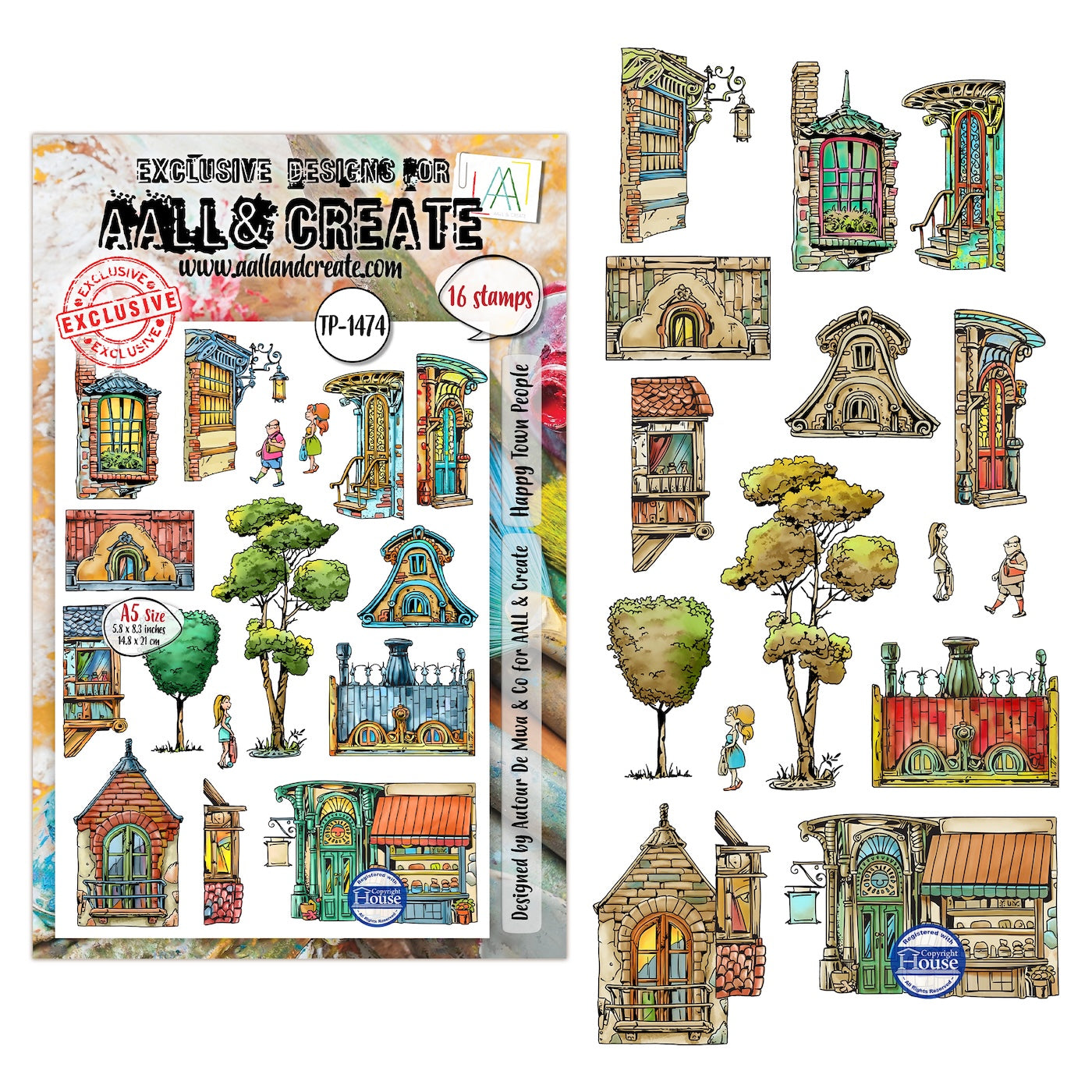 AALL & Create Happy Town People A5 Clear Stamp Set 1474