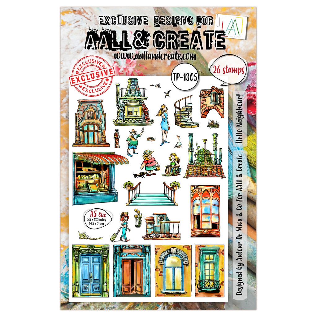 AALL & Create Hello Neighbour A5 Clear Stamp Set 1305