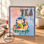 AALL & Create Home Moments A7 Clear Stamp Set 1511 yellow sweater green pillow tan hair tea card