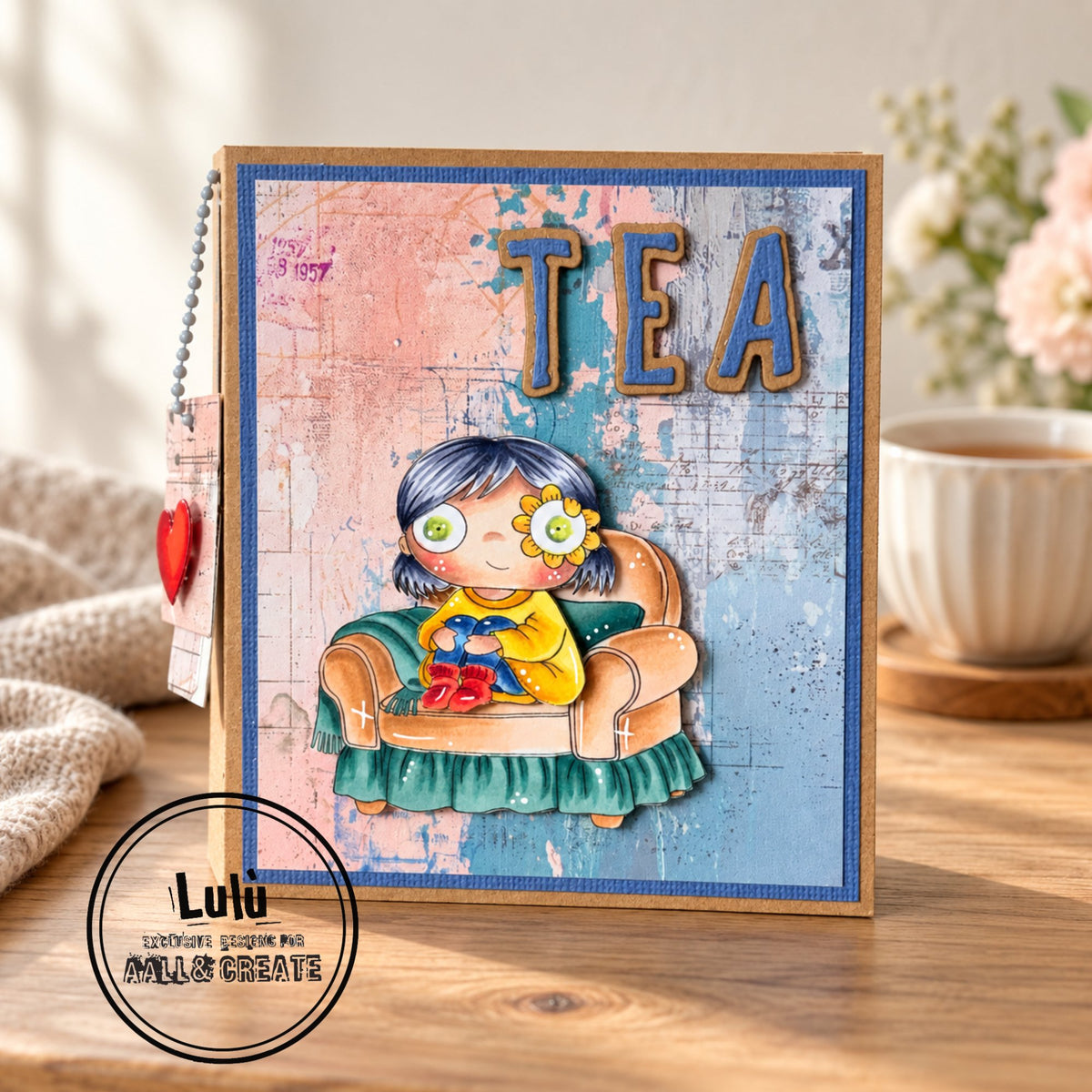 AALL & Create Home Moments A7 Clear Stamp Set 1511 yellow sweater green pillow tan hair tea card