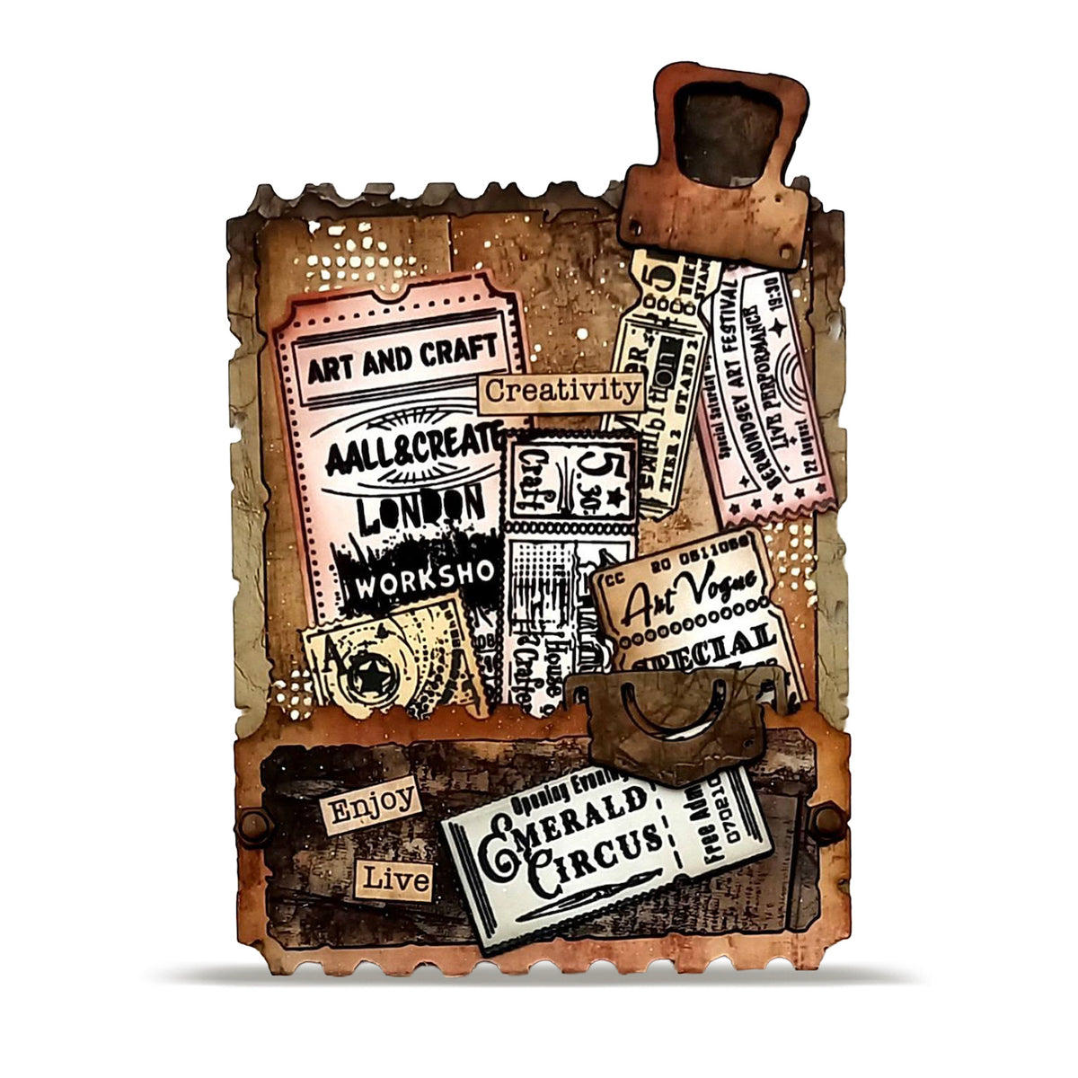 AALL & Create House of Crafters A6 Clear Stamp Set 1535 circus tickets art adn craft creativity card