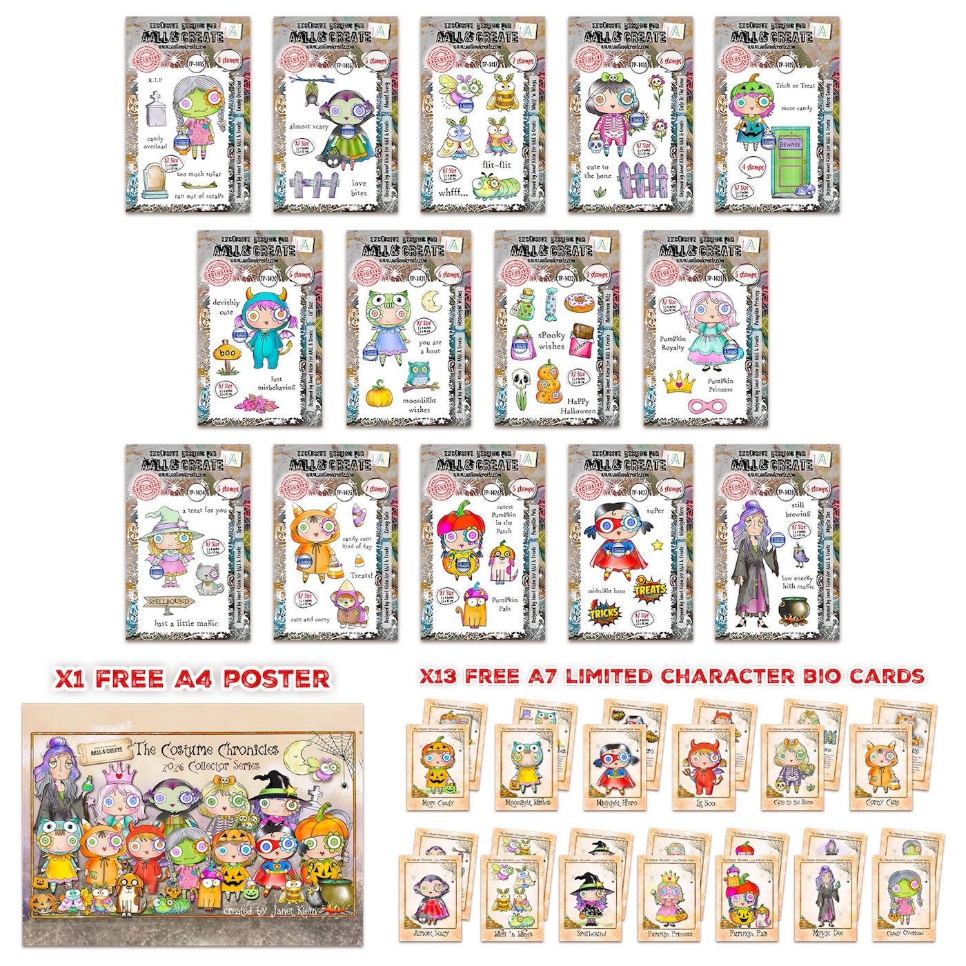 AALL & Create Janet Klein Costume Chronicles Stamp Pack pck-jk006