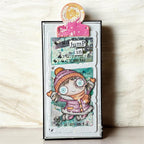 AALL & Create Janet Klein Fall into Fall Stamp Pack pck-jk008 girl in purple jacket orange scarf jump in card