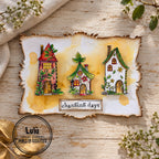 AALL & Create Janet Klein Fall into Fall Stamp Pack pck-jk008 red house leaf roofs flowers vines changing days card