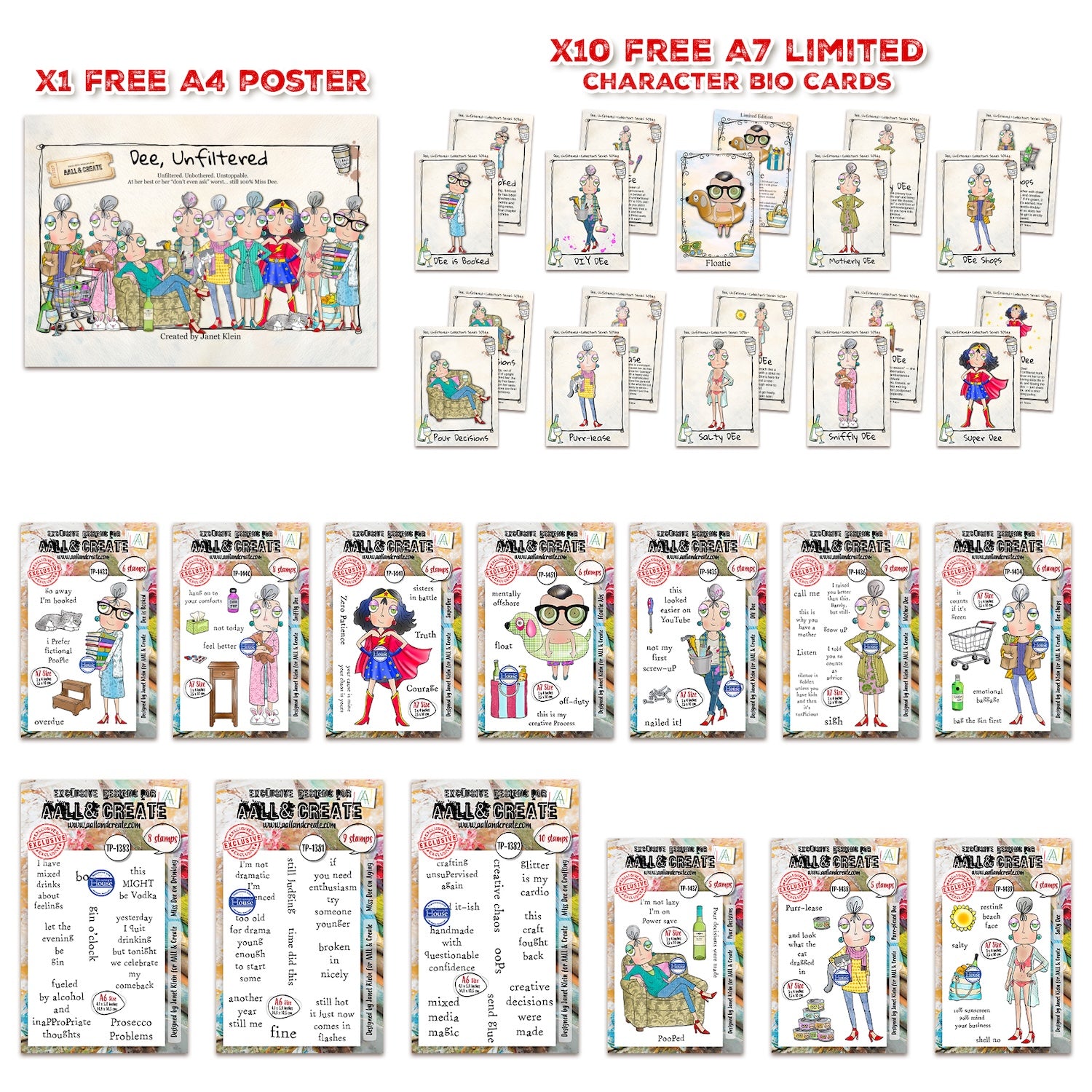 AALL & Create Janet Klein Miss Dee Stamp Bundle pck-jk004
