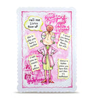 AALL & Create Janet Klein Miss Dee Stamp Pack pck-jk004 green dress pink background 