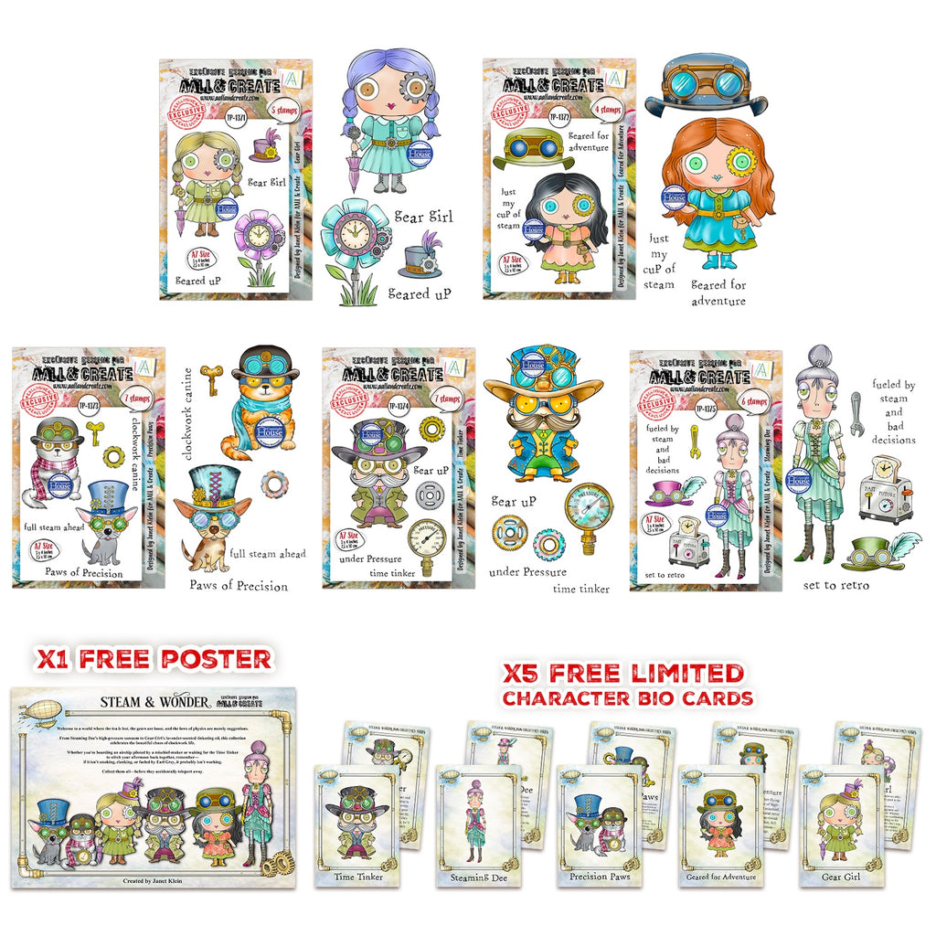 AALL & Create Janet Klein Steam and Wonder Full Stamp Set pck-jk003