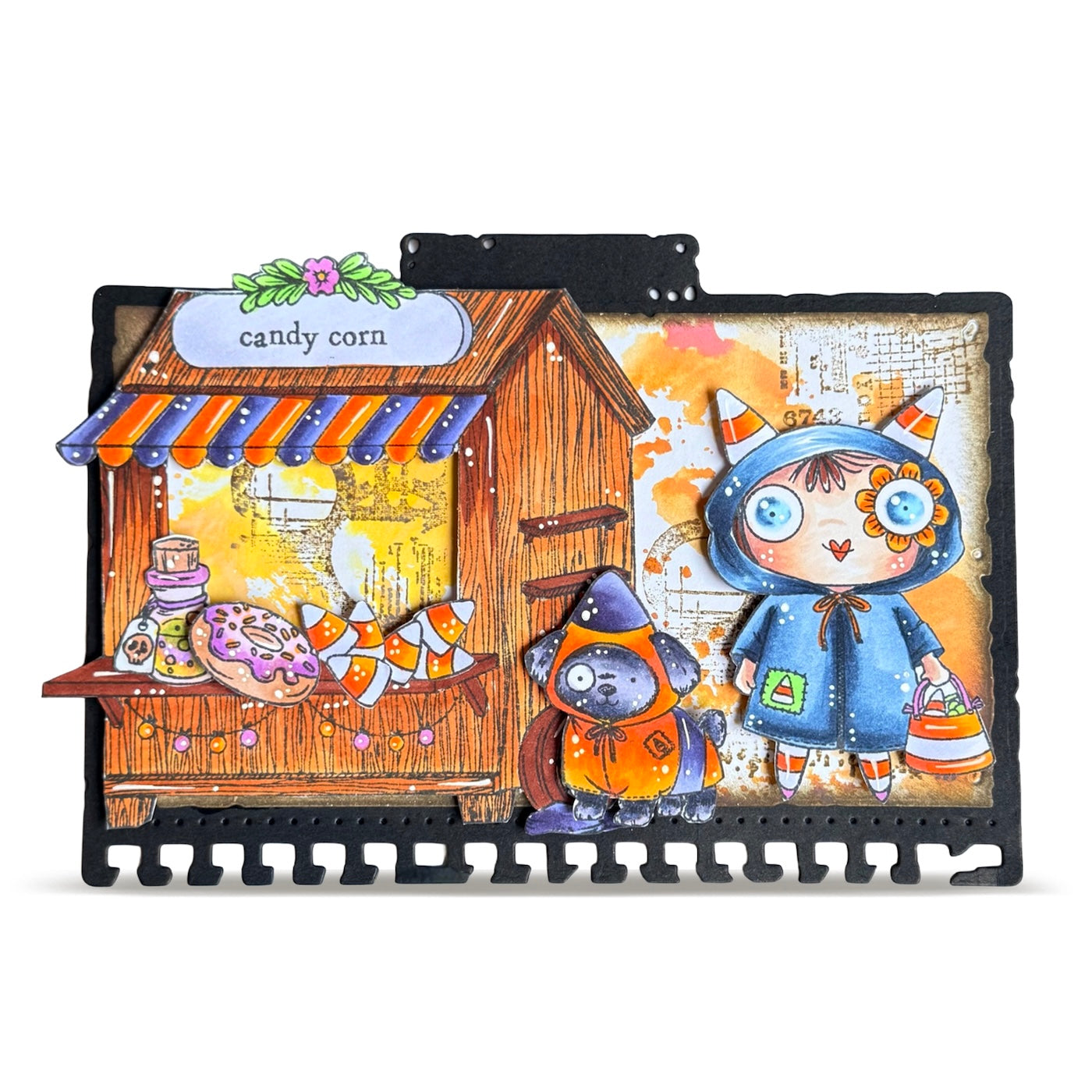 AALL & Create Lovely Things A6 Clear Stamp Set 1390 candy corn dog with costume card